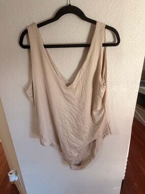Forever 21 Neutral Beige V-Neck Bodysuit